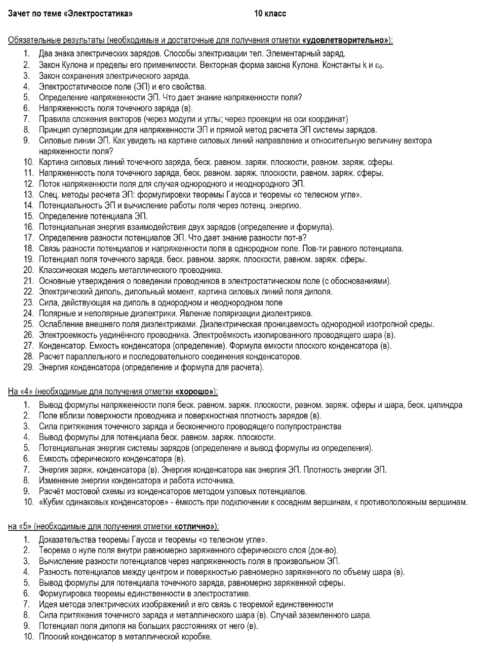 Электродинамика вопросы. Зачет по физике 10 класс Электростатика. Вопросы по физике зачет. Вопросы для зачета по электростатике.